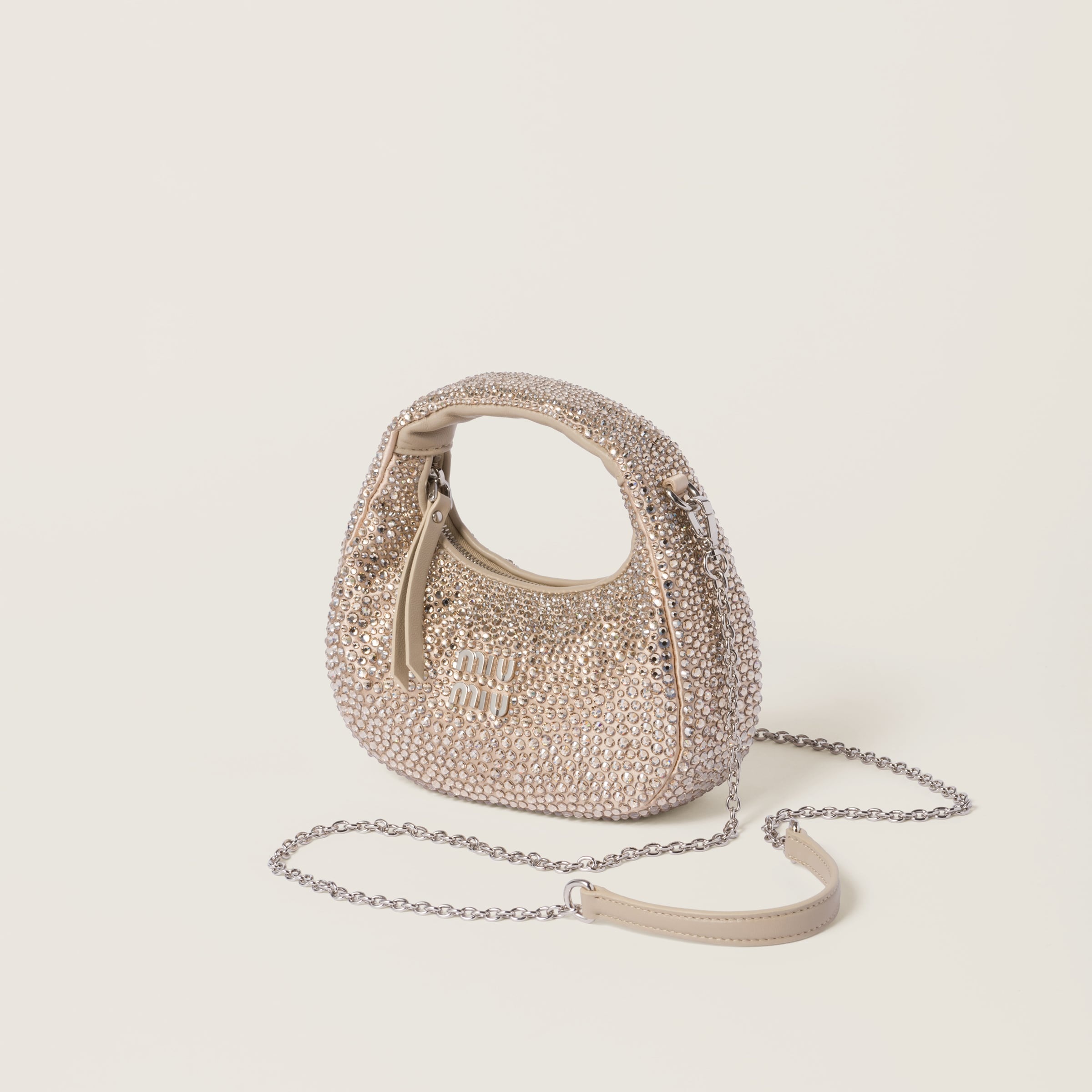 Wander satin and silk mini hobo bag with synthetic crystals - 1