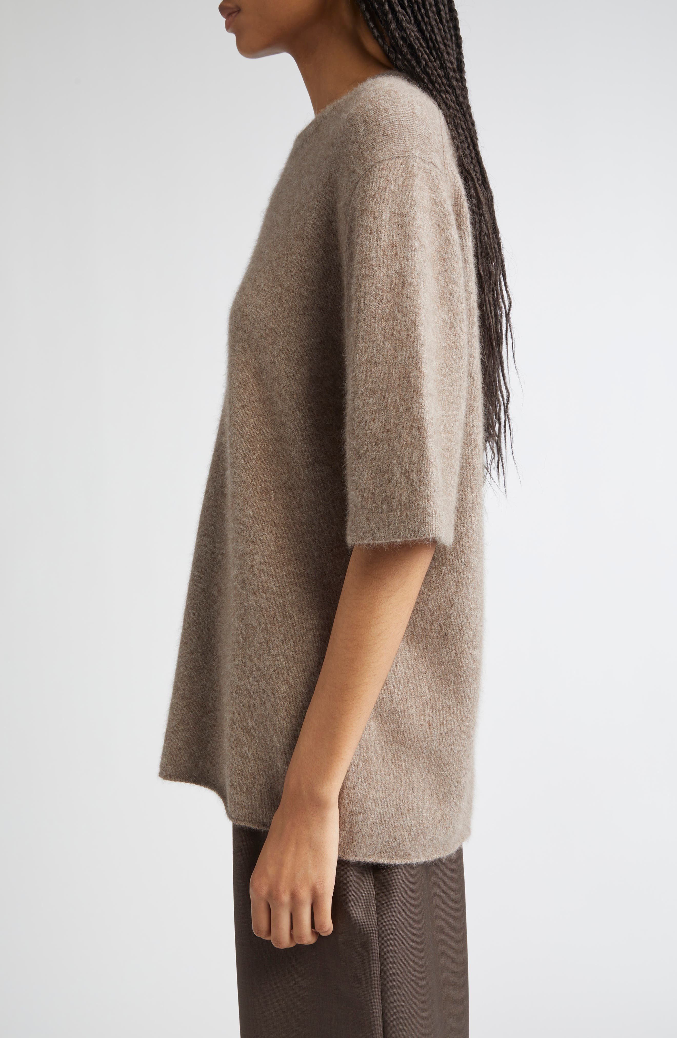 LOULOU DE SAISON Raven Mercerized Wool & Yak Hair Blend Sweater in Ashes Melange at Nordstrom - 3