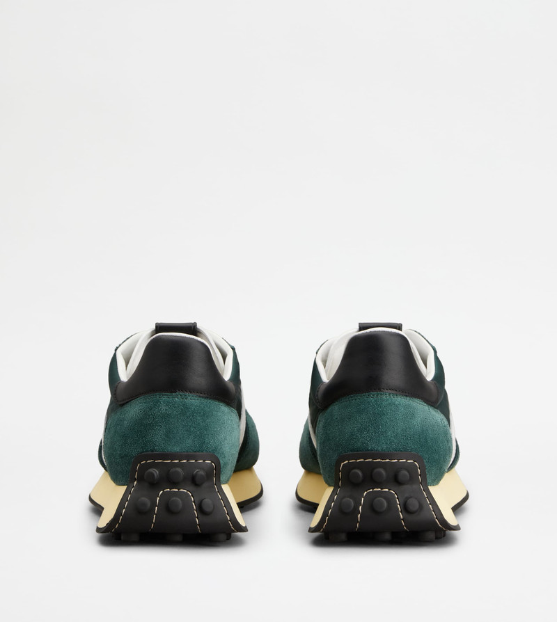 T VINTAGE SNEAKERS IN SUEDE AND TECHNICAL FABRIC - GREEN, WHITE, BLACK 3