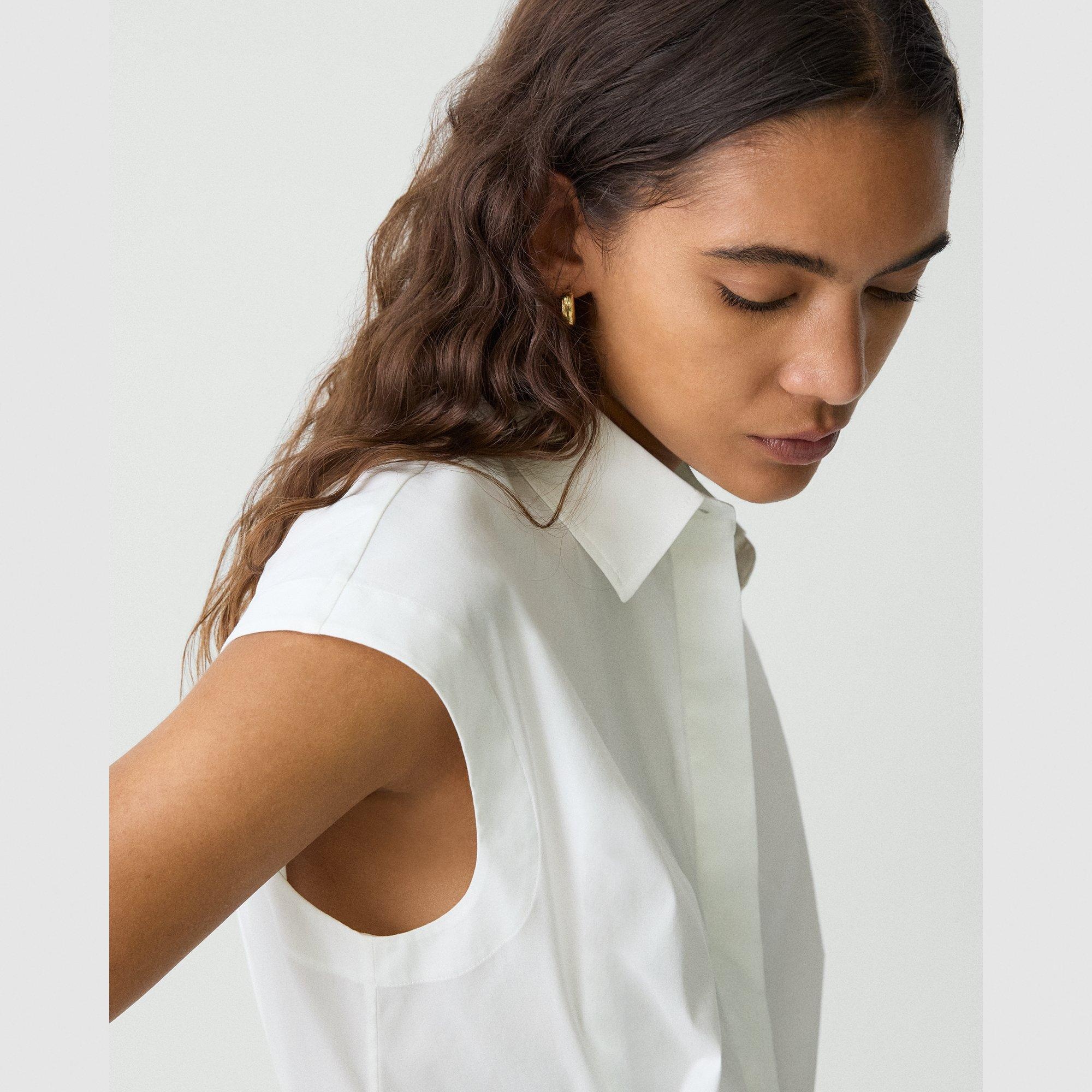 Cinched Cap Sleeve Shirt in Good Cotton - 5