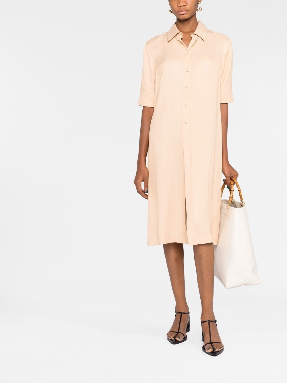 short-sleeve midi shirtdress - 2
