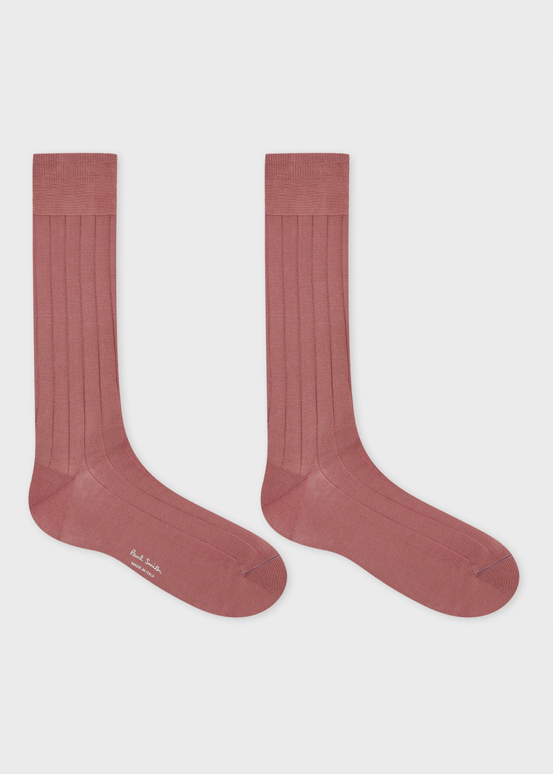Paul Smith Dusky Pink Ribbed Cotton Socks outlook