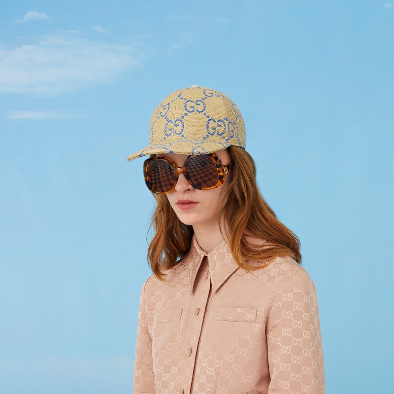 GG raffia-effect baseball hat 3