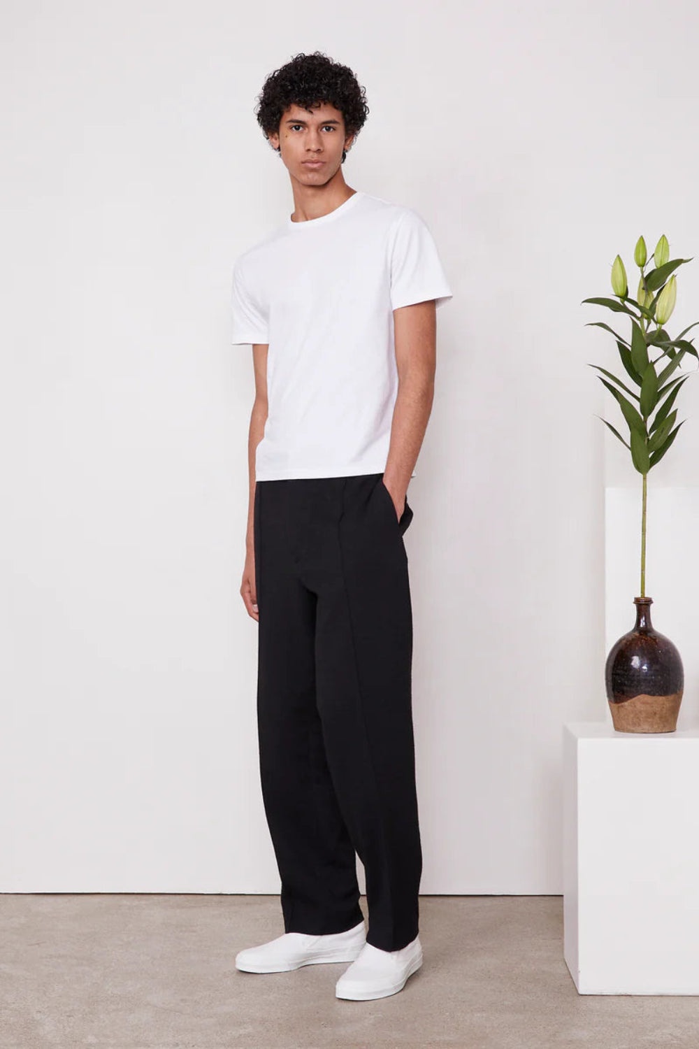 Walter Italian Jersey Cotton Wool Pants Dark Navy - 2