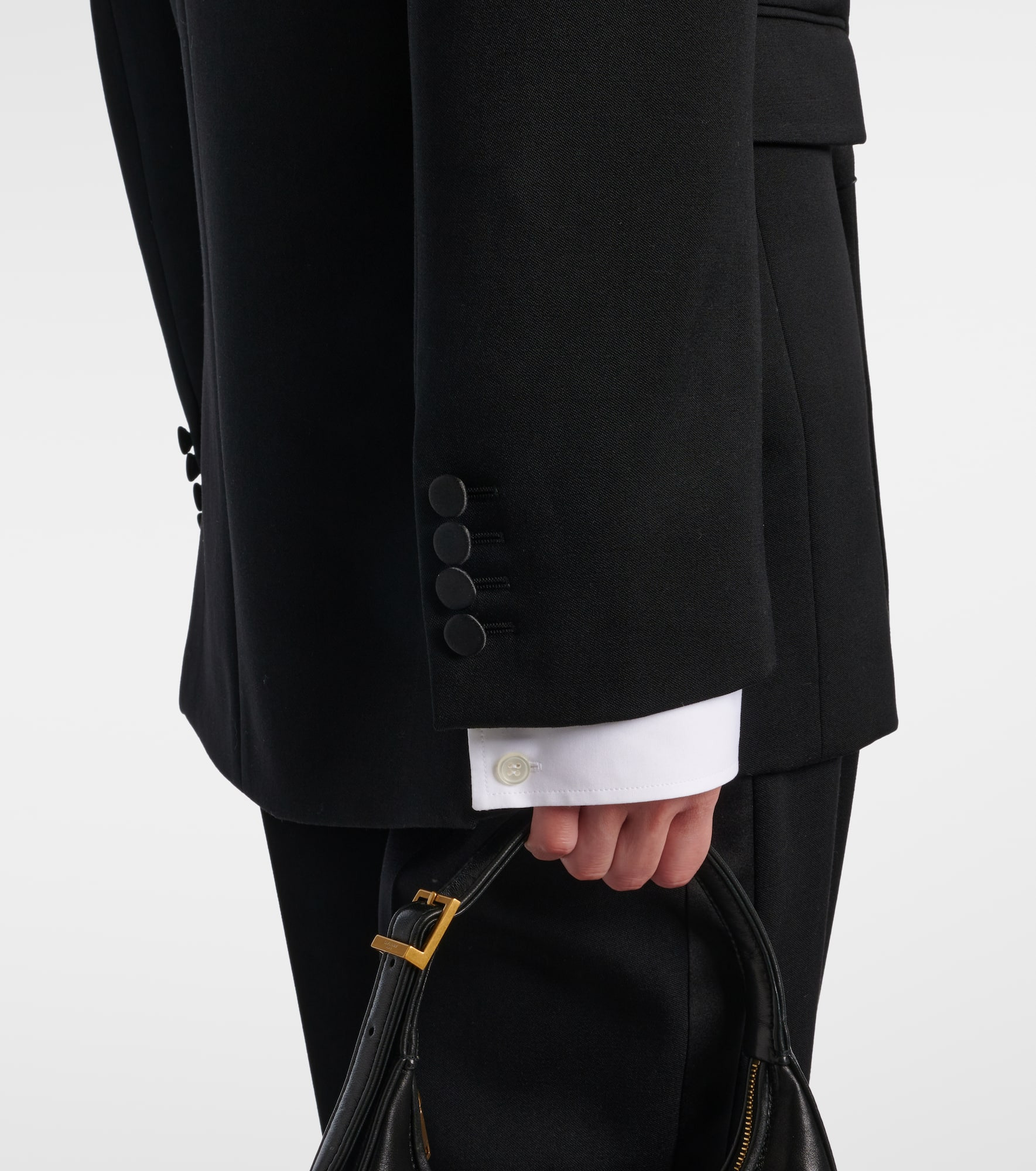 Satin-trimmed wool suit jacket - 5