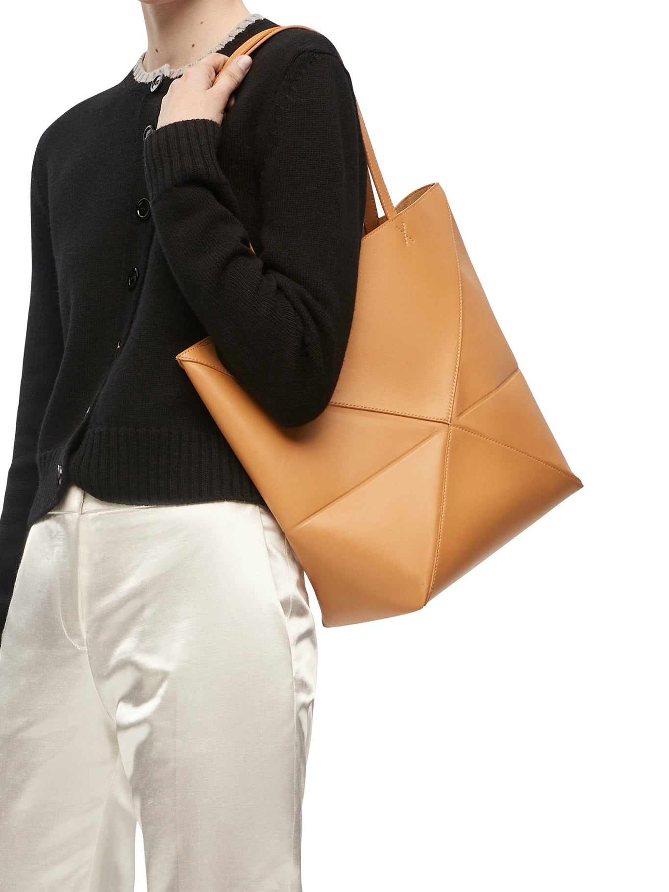 PUZZLE FOLD TOTE BAG IN SHINY CALFSKIN - 3