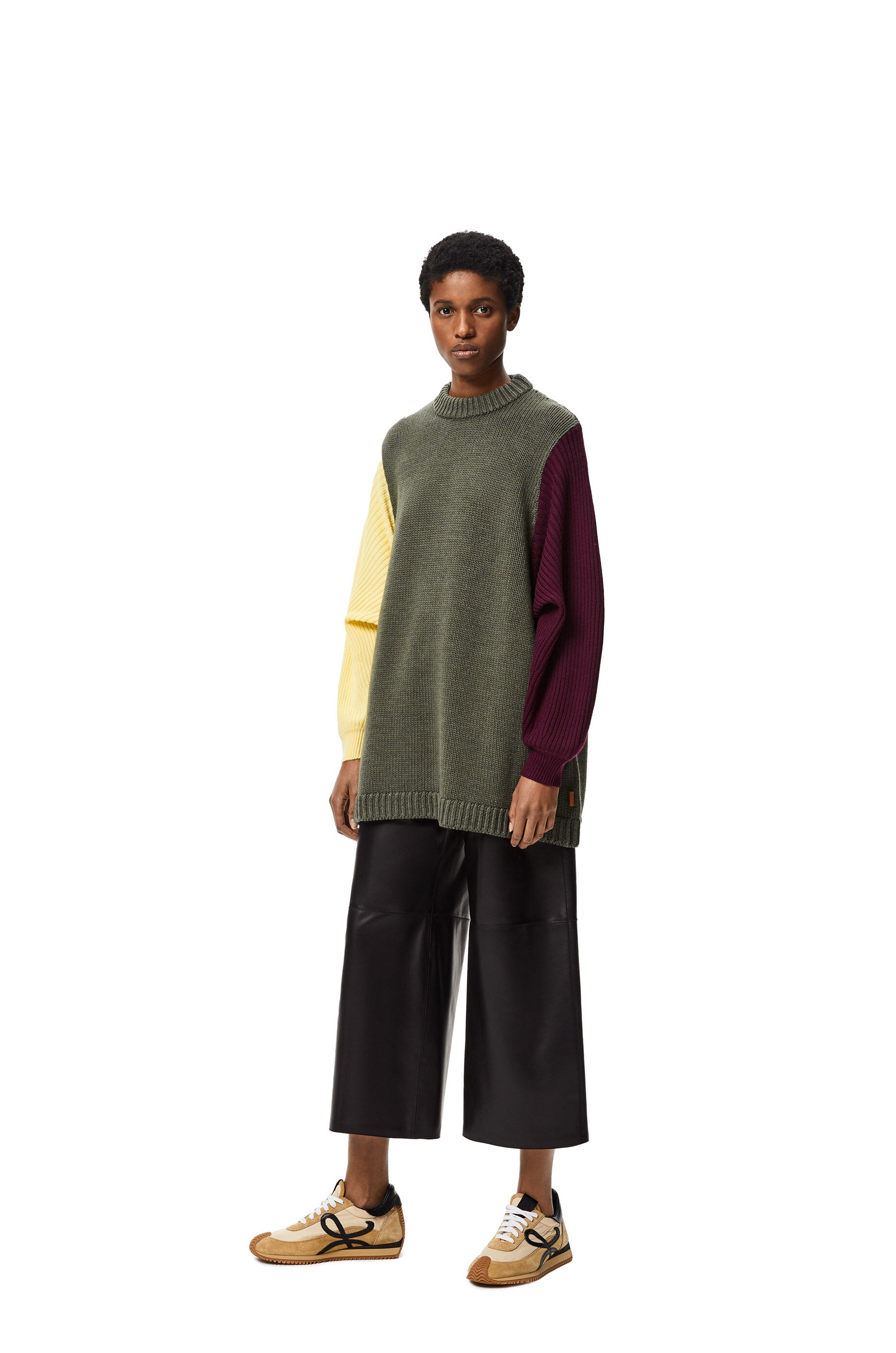 Cropped elasticated waist trousers in nappa - 2