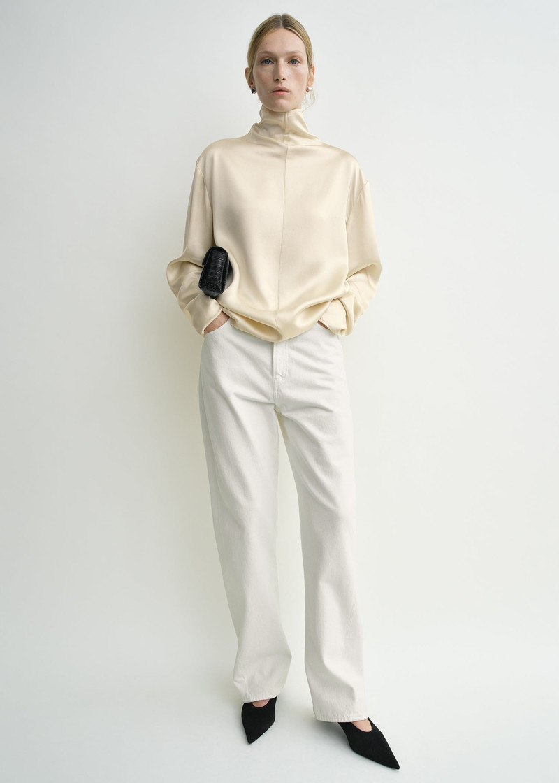 TOTEME Slouch-neck blouse ecru outlook