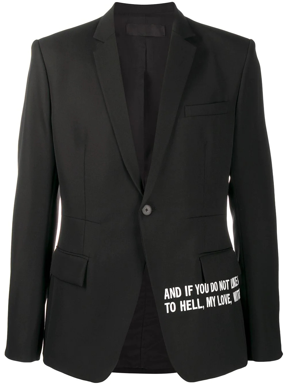 slogan-print single-breasted blazer - 1