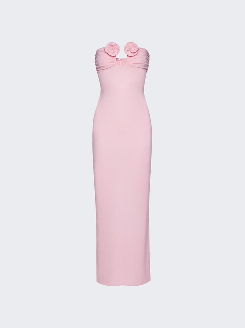 Strapless Flower Applique Dress Pink - 1