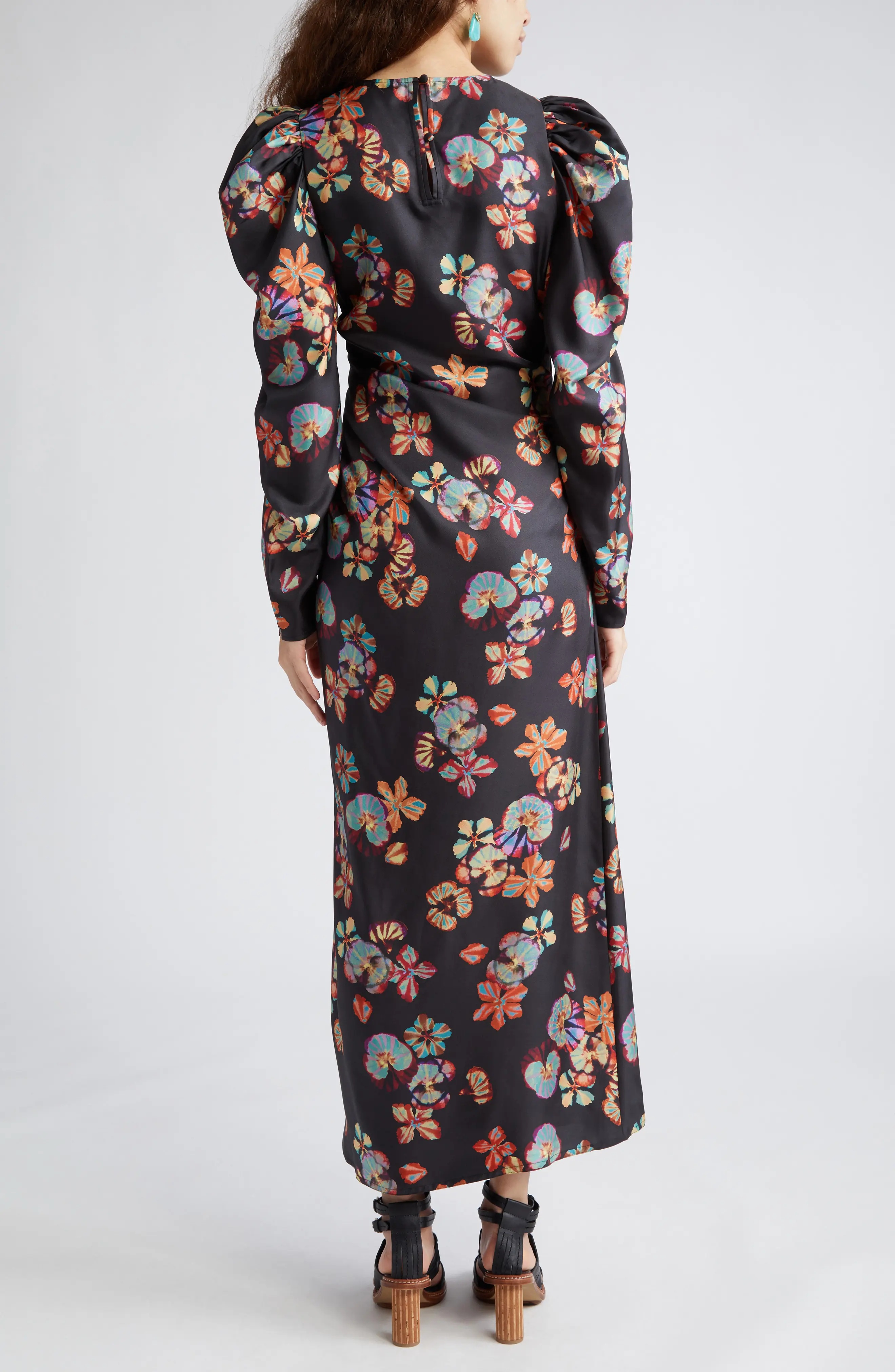 Amalie Floral Long Sleeve Silk Maxi Dress - 2