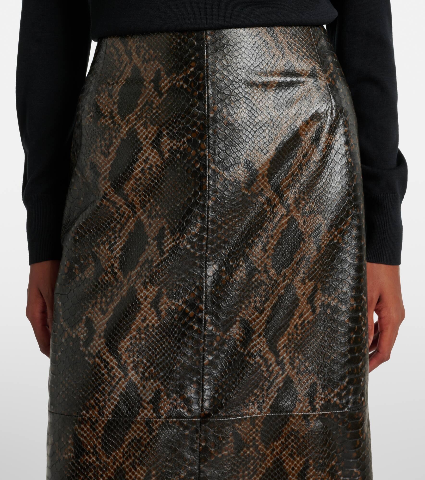 Elyse snake-effect leather maxi skirt - 4