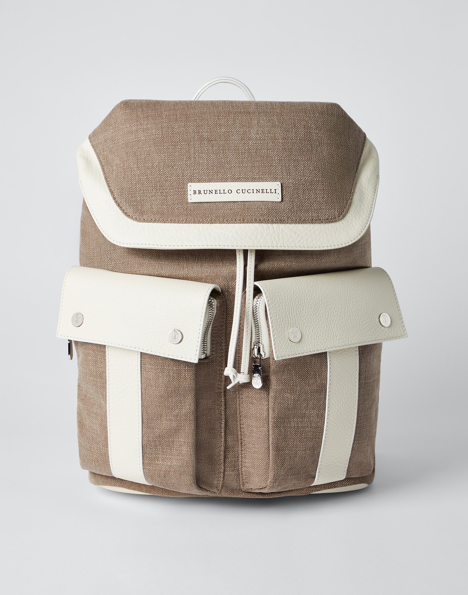 Canvas and grained calfskin leisure backpack - 1