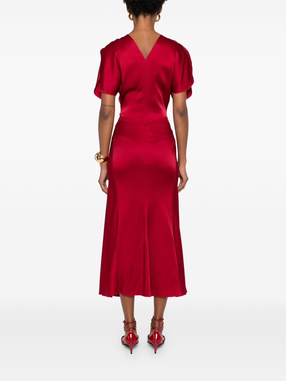 gathered-detail midi dress - 4