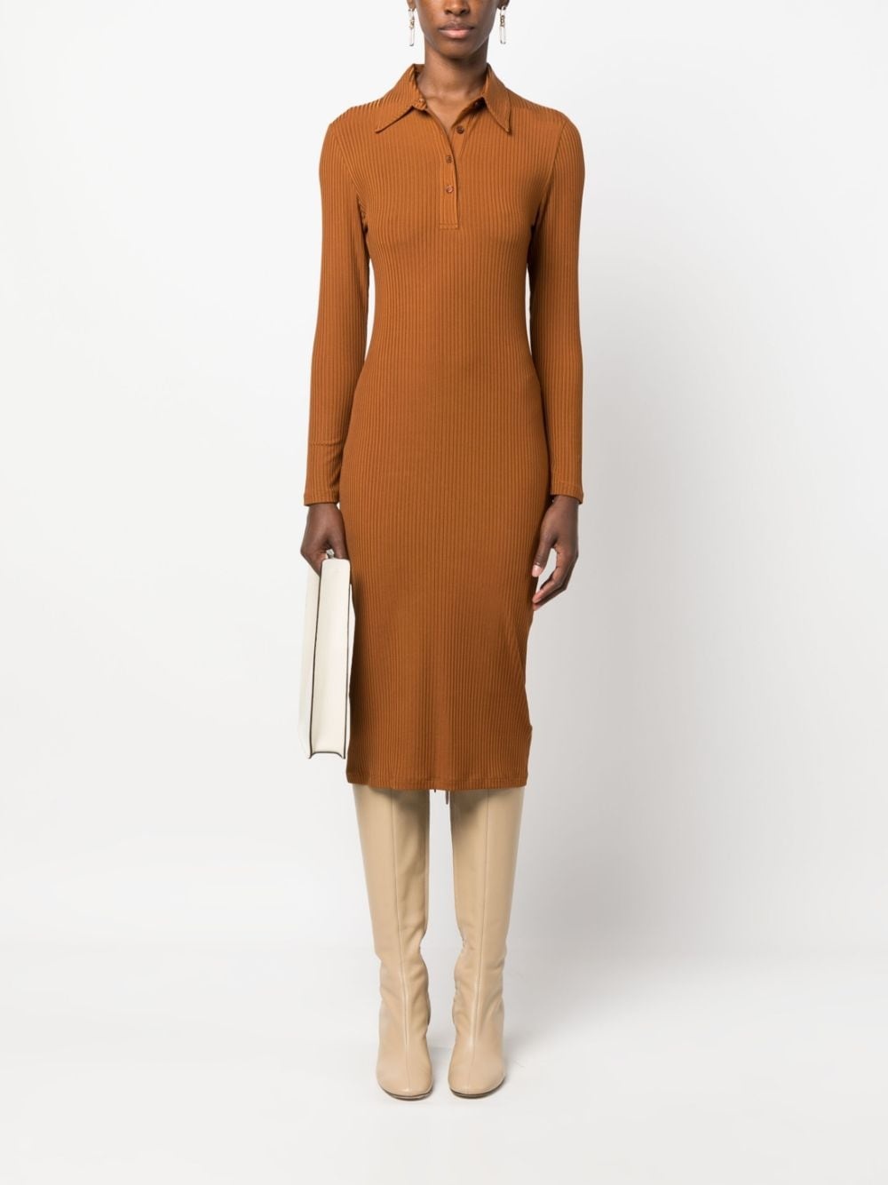 ribbed jersey polo dress - 2