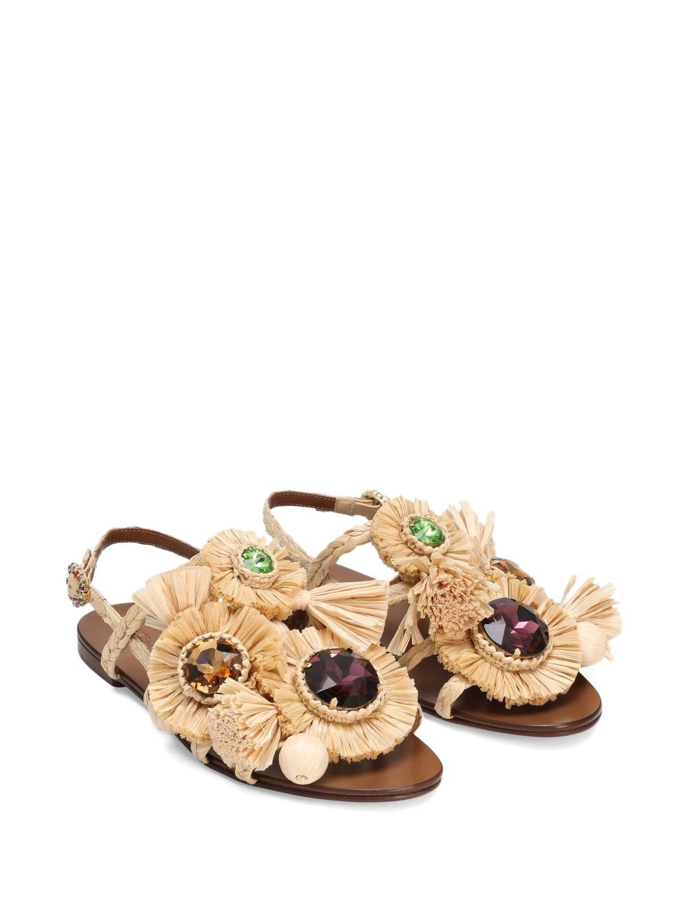 embellished raffia sandals - 2