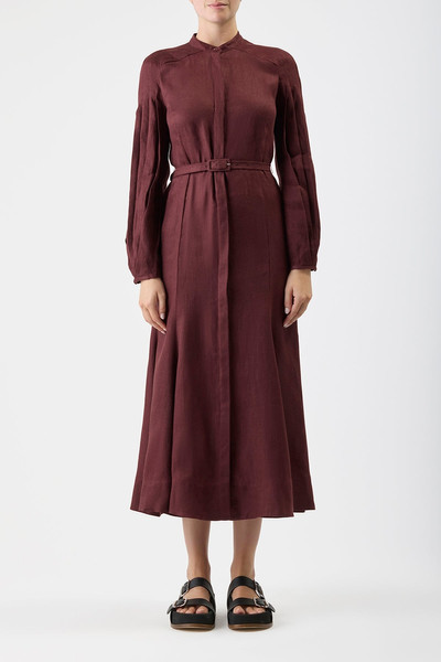 GABRIELA HEARST Lydia Dress with Slip in Deep Bordeaux Linen outlook