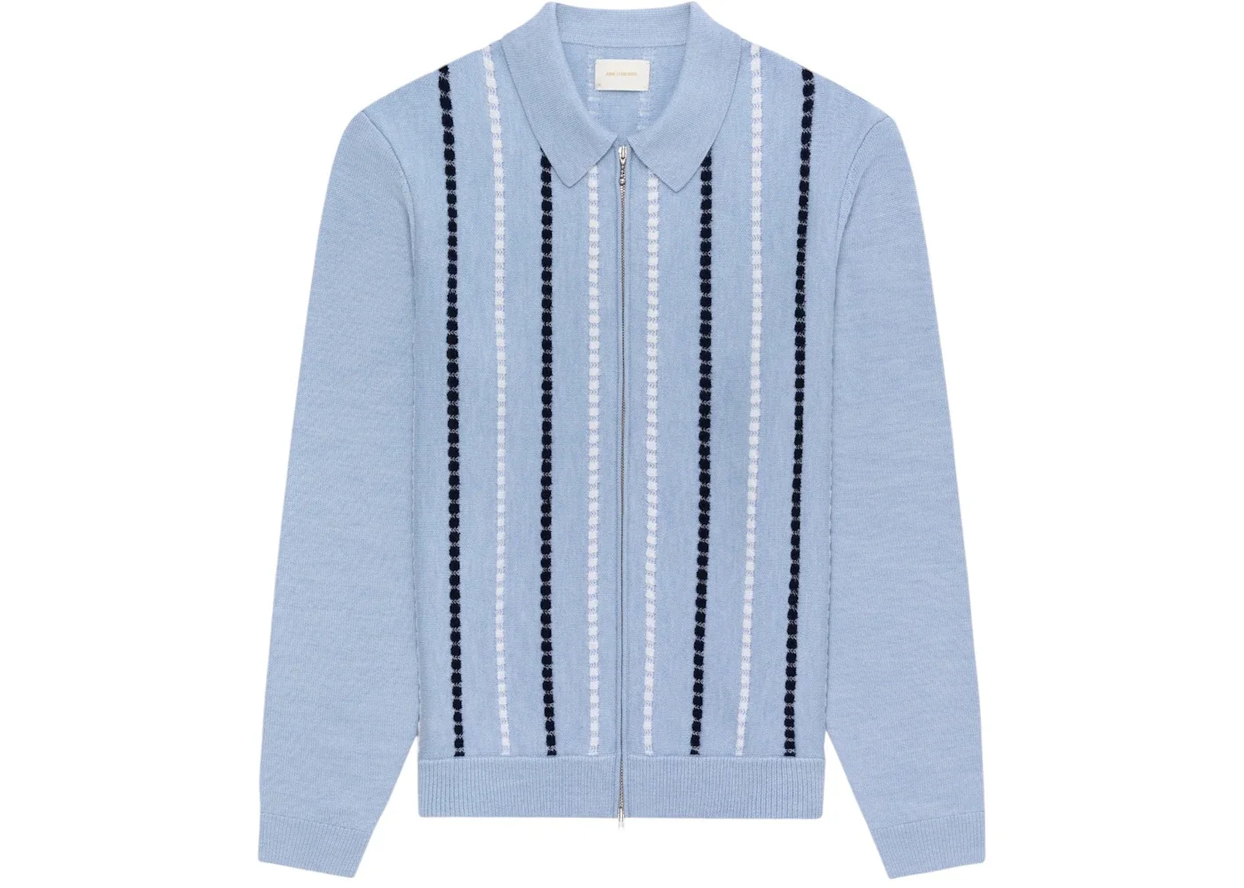 Aime Leon Dore Jacquard Stripe Polo Cardigan Blue - 1