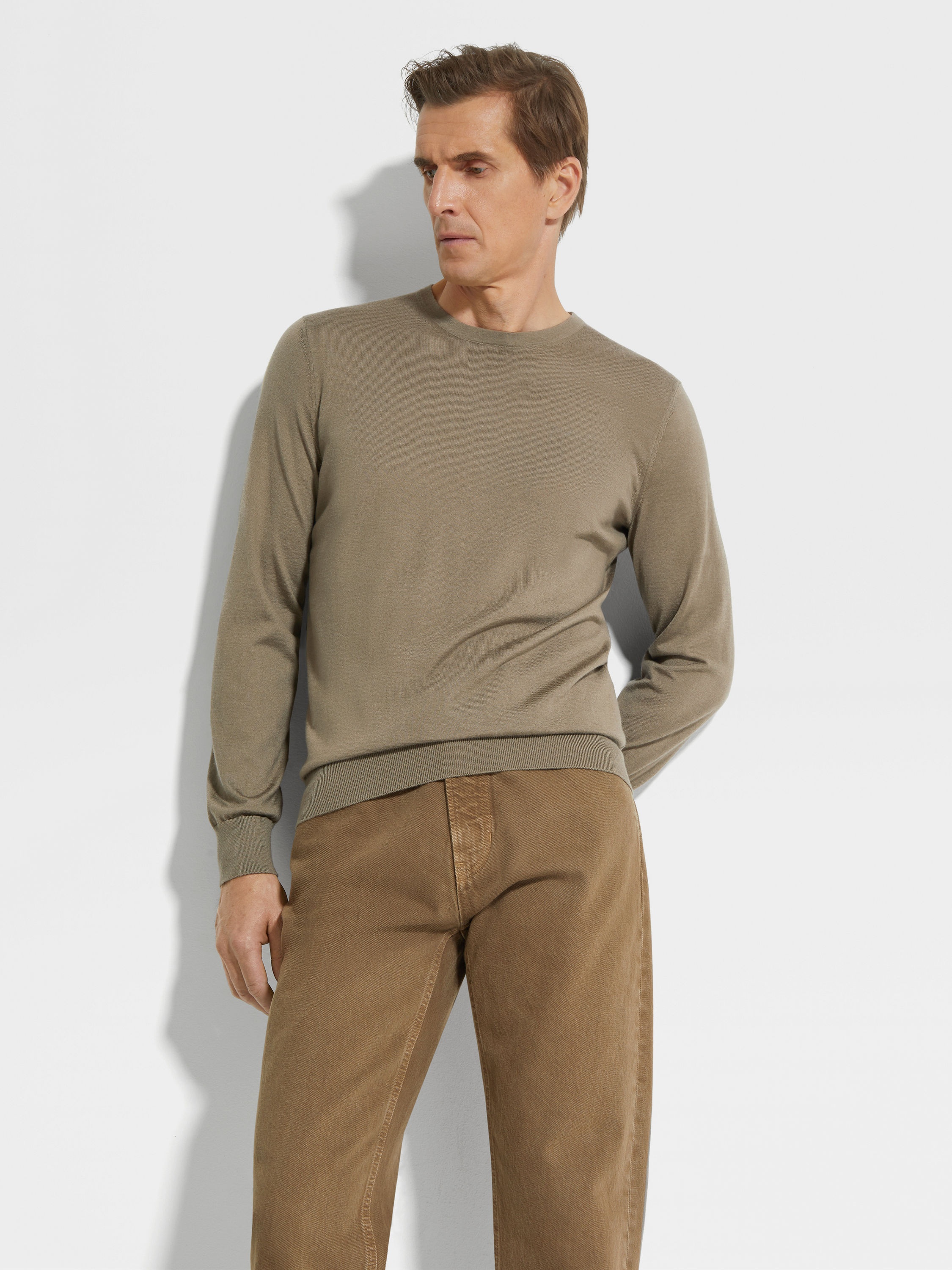 KHAKI CASHSETA CREWNECK - 3