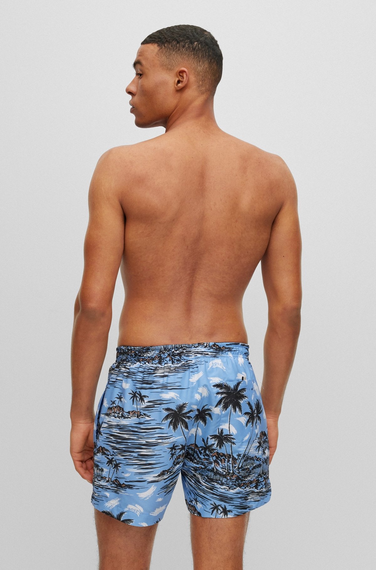 SEASONAL-PRINT SWIM SHORTS IN QUICK-DRYING FABRIC - 4