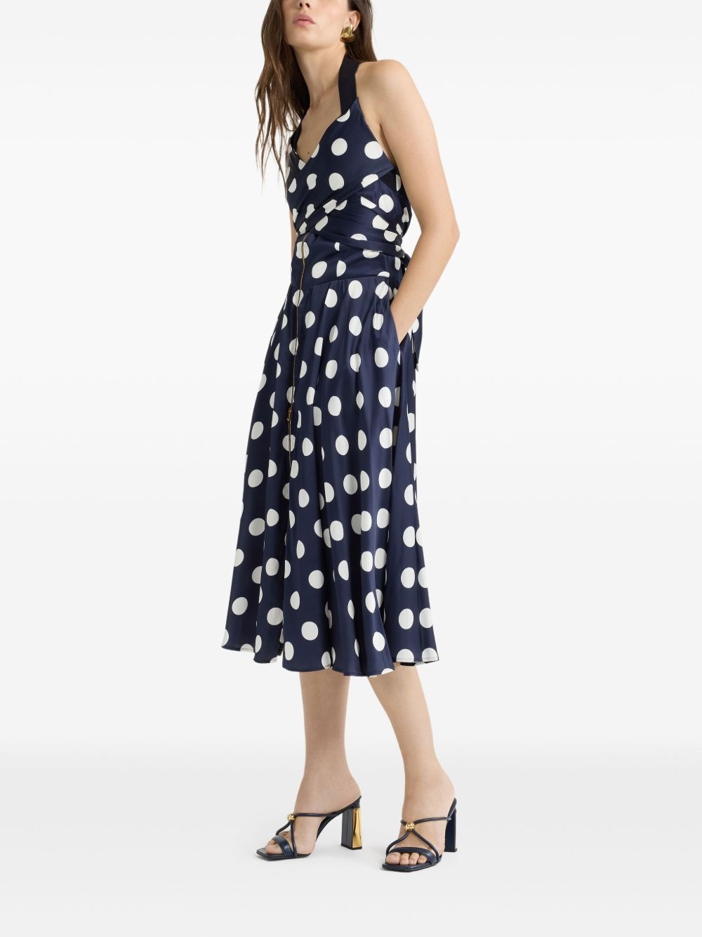 halterneck satin midi dress - 2