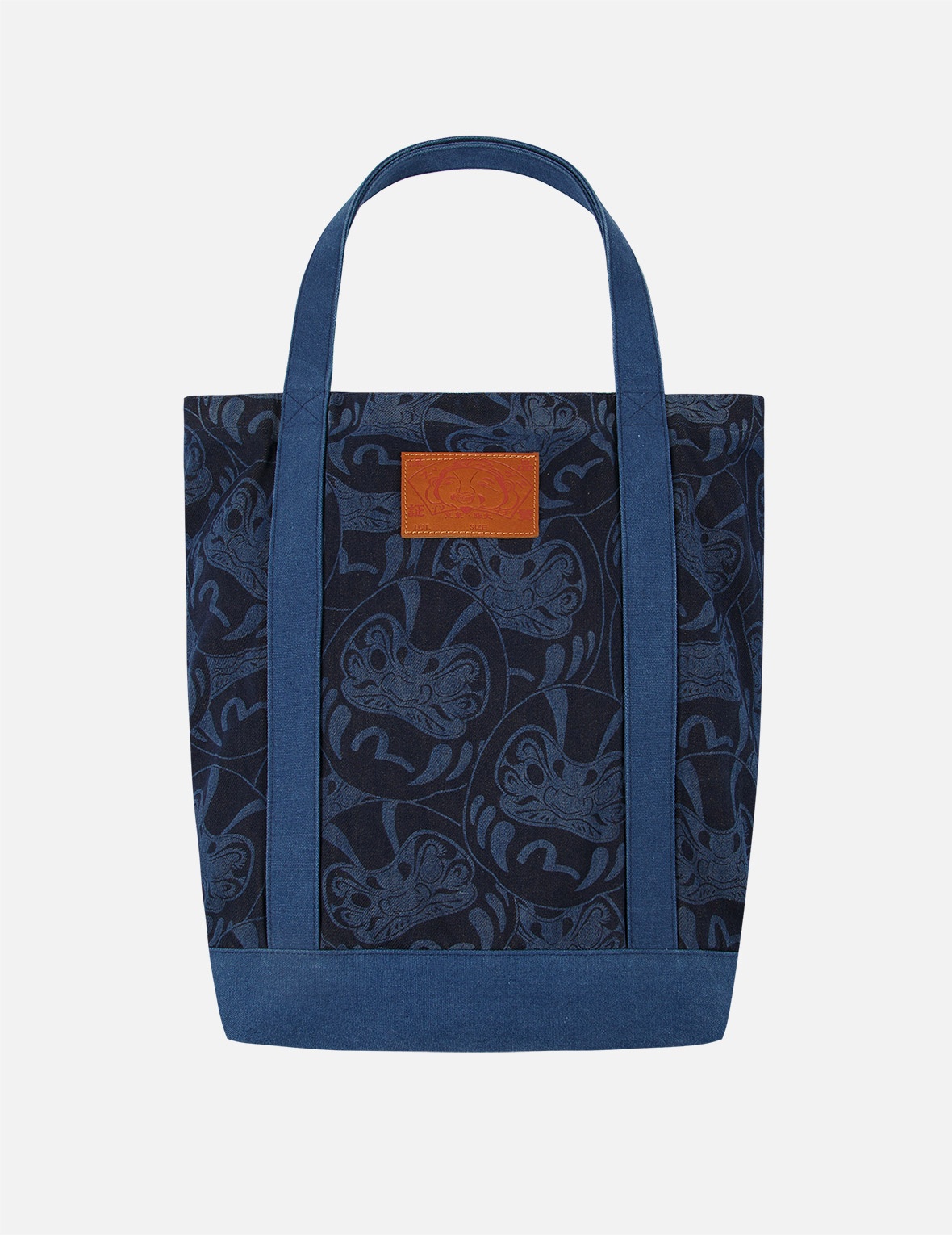 ALLOVER DARUMA DISCHARGED-PRINT DENIM TOTE BAG - 3