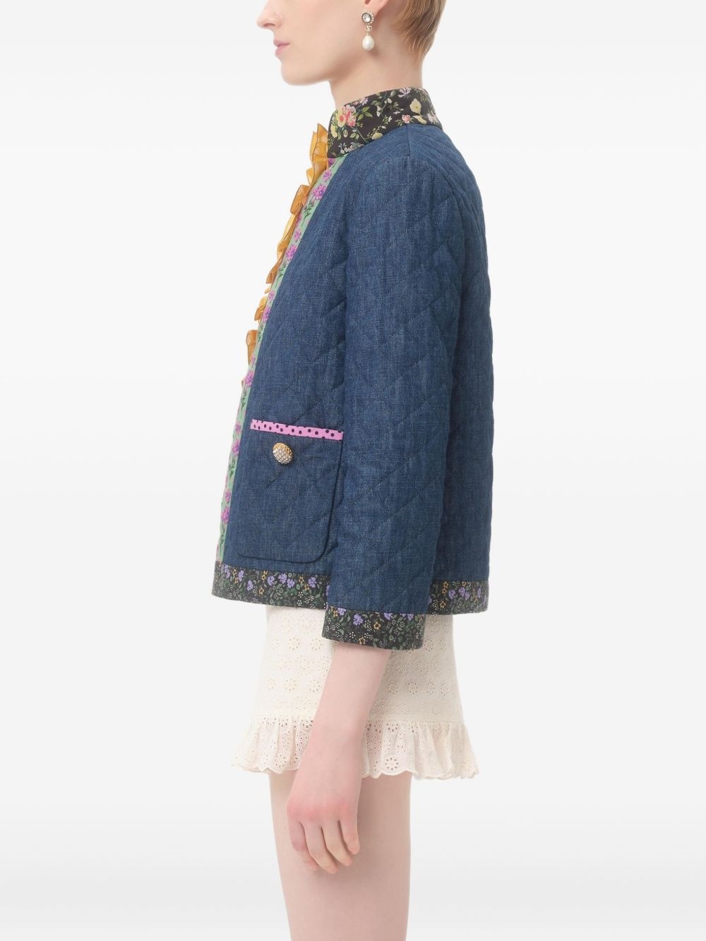 quilted floral cardigan - 4