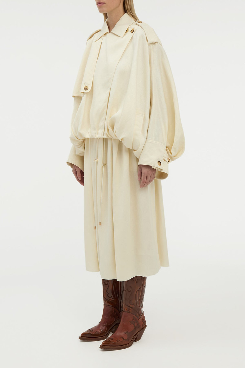 Hunt Oversized Trench Jacket in Ivory Textured Linen 3