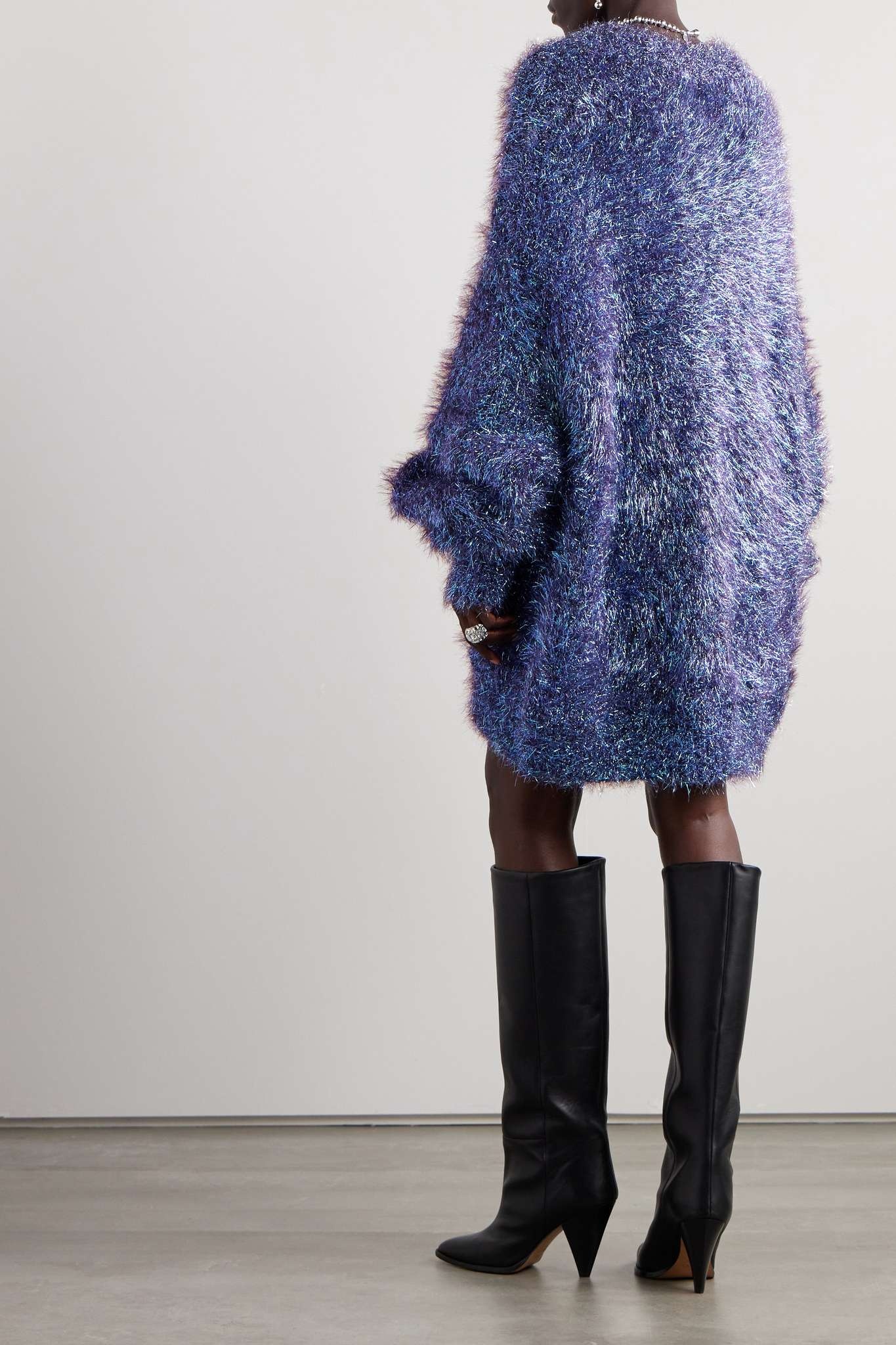 Wayne oversized metallic knitted mini dress - 3