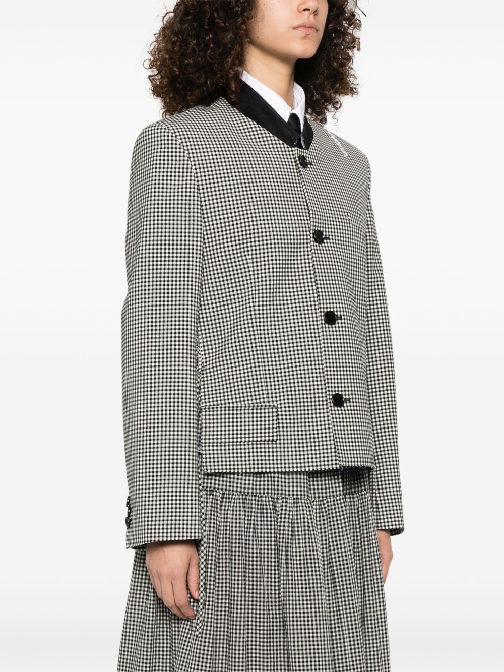 gingham-pattern jacket - 3
