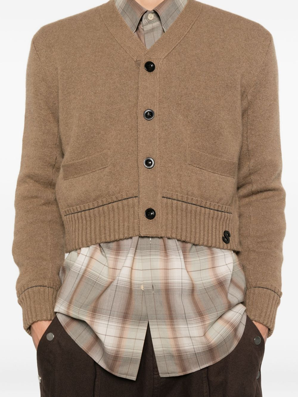logo-embroidered cardigan - 5