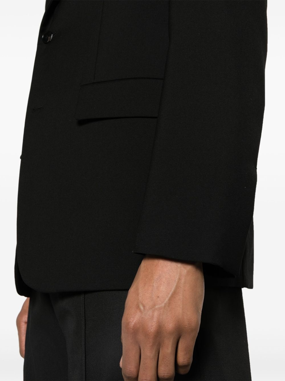 single-breasted twill wool blazer - 5