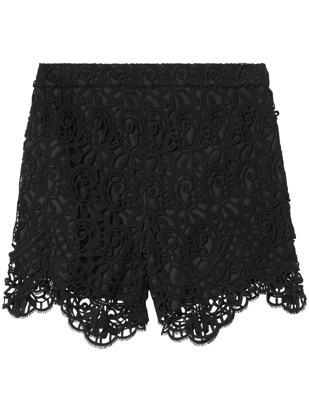 high-waisted macramé lace shorts - 1