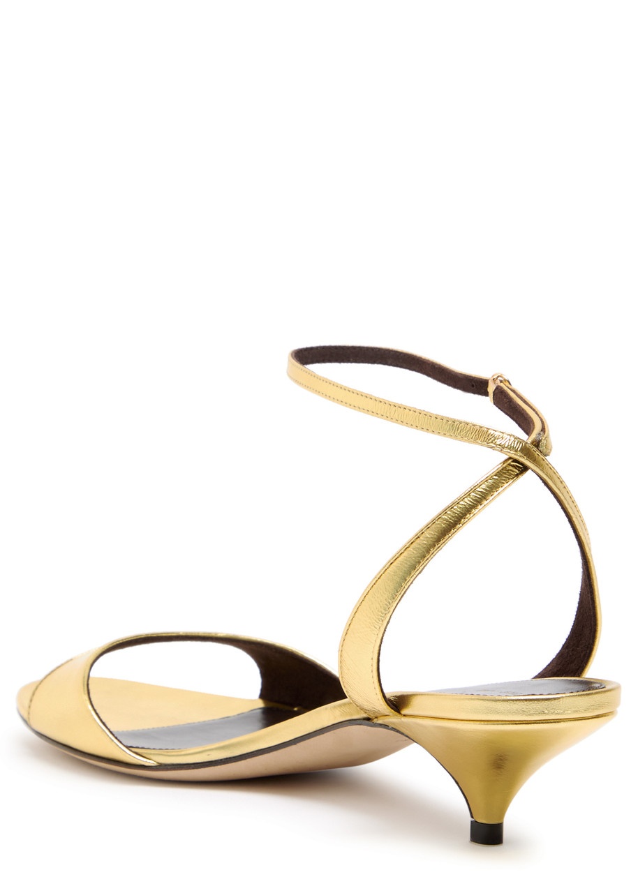 The Row Vika Ankle Strap 35 Metallic Leather Sandals - 2