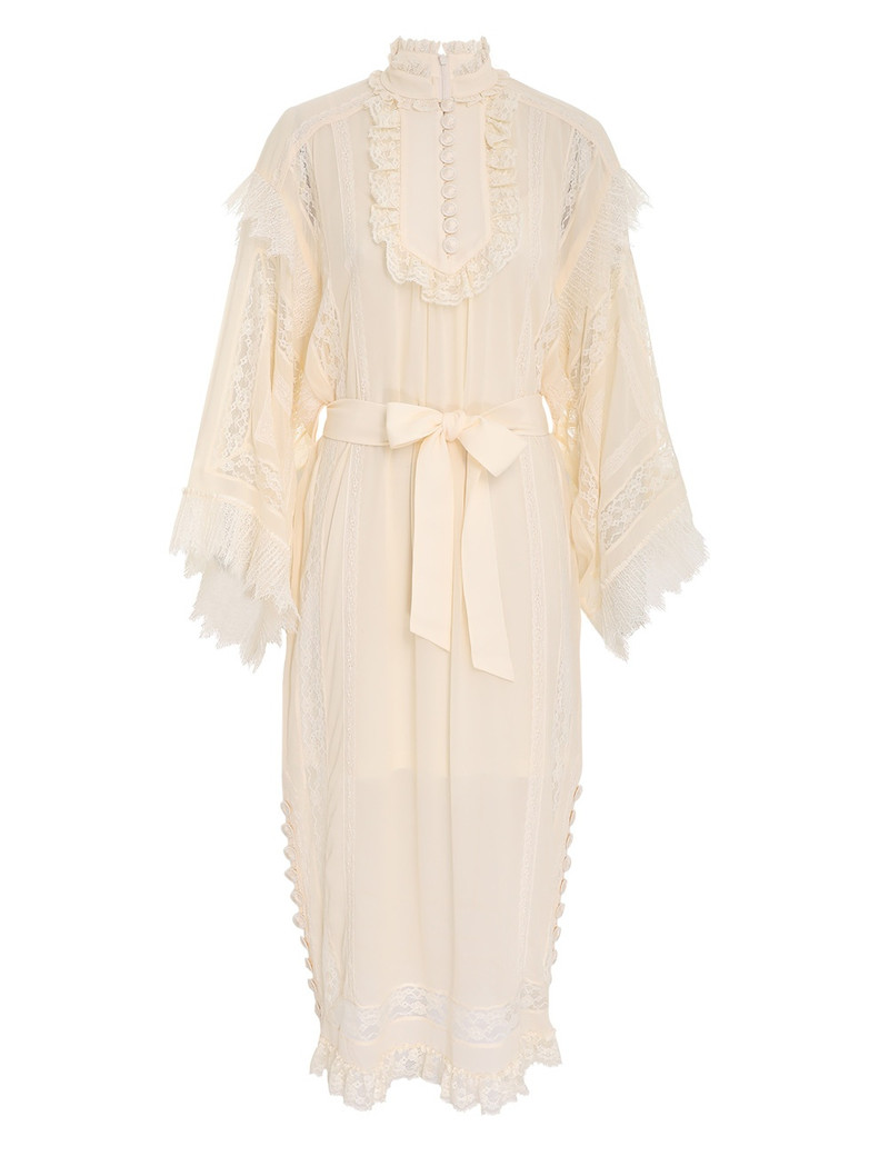 lace batwing dress Ivory Batwing Sleeves Plunge Neck Mermaid Boho Wedding Dress WD740
