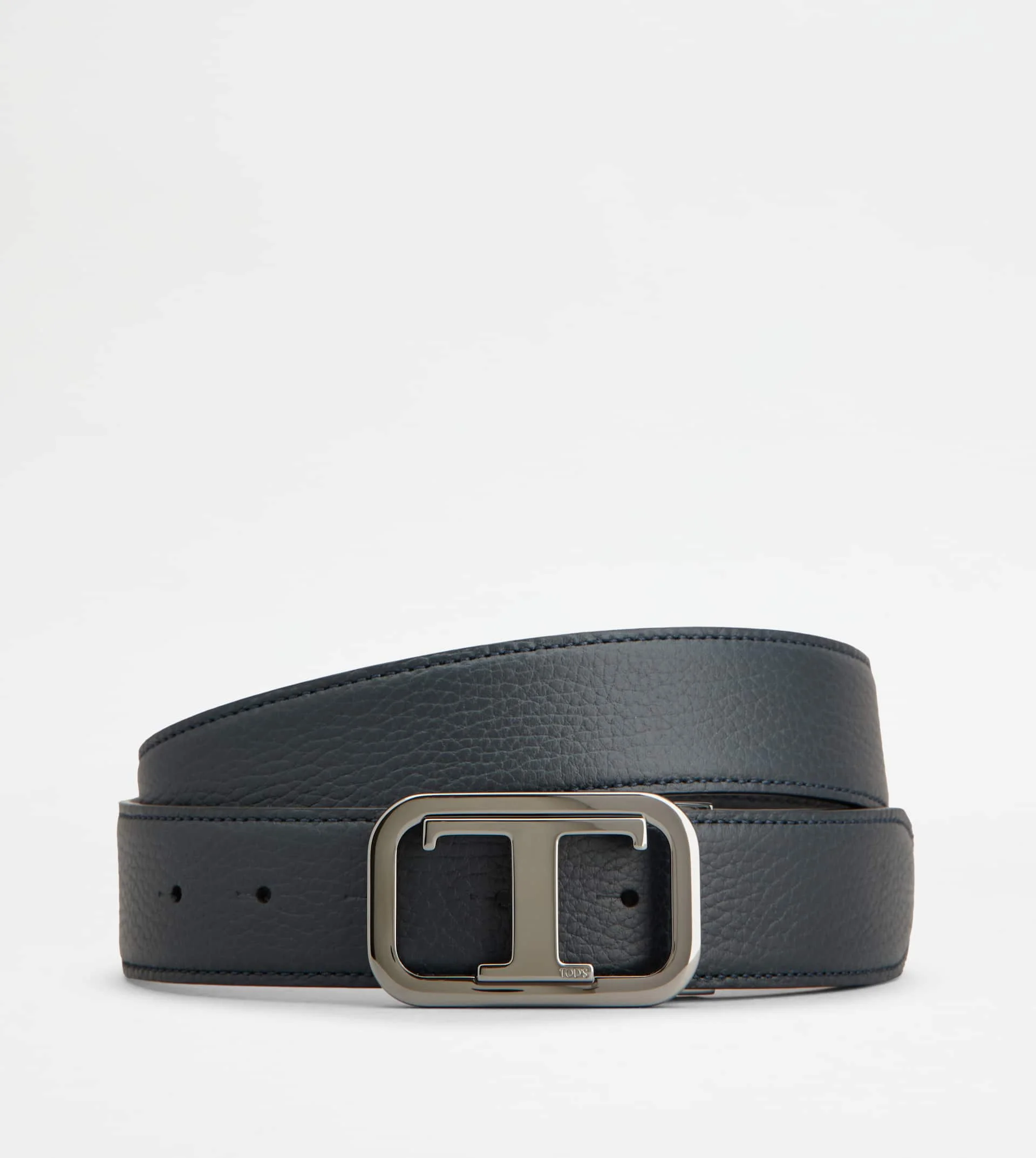 ADJUSTABLE AND REVERSIBLE BELT IN LEATHER - BLUE, BLACK - 1