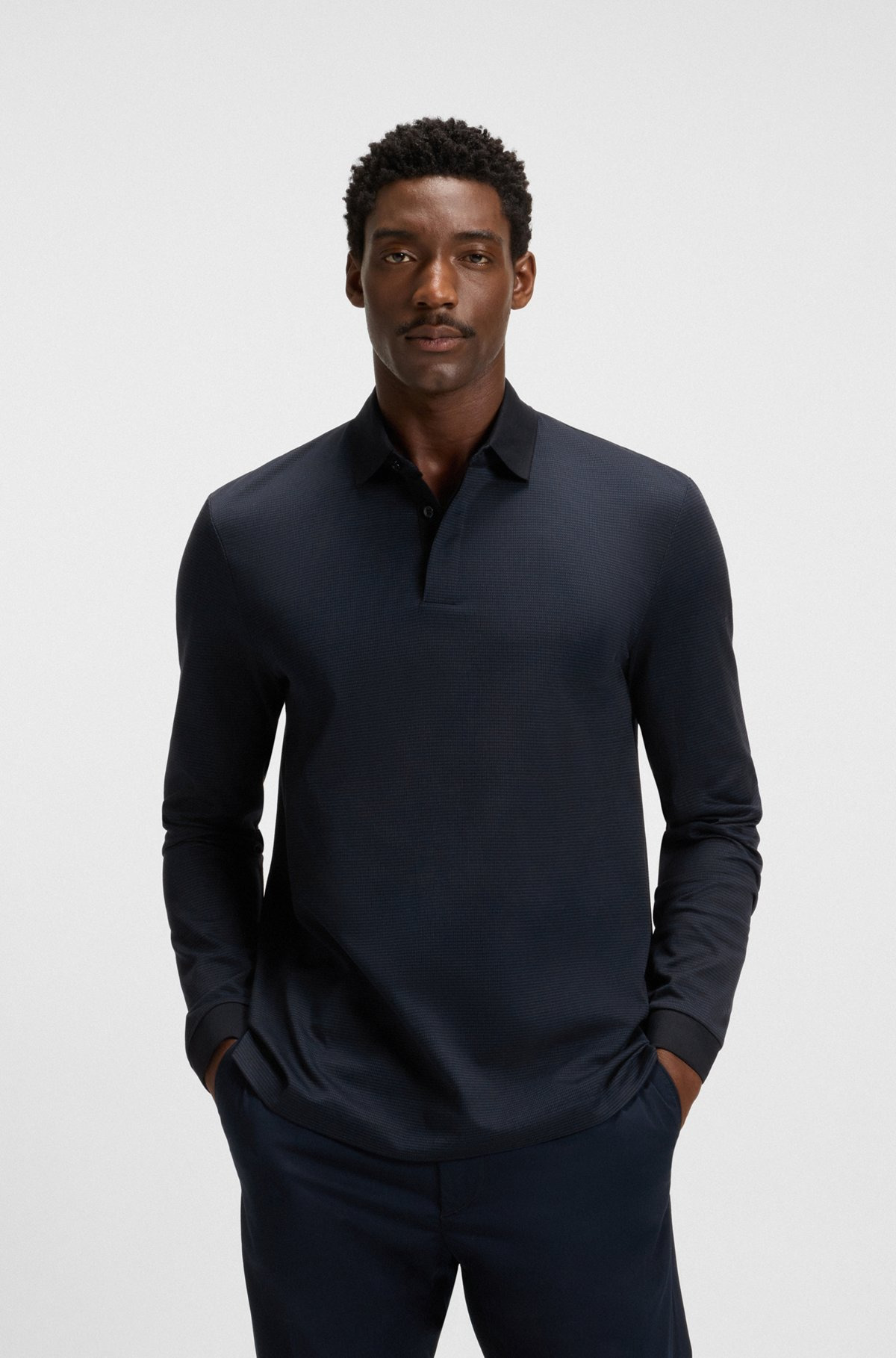 MERCERISED-COTTON POLO SHIRT WITH PLAIN COLLAR - 2