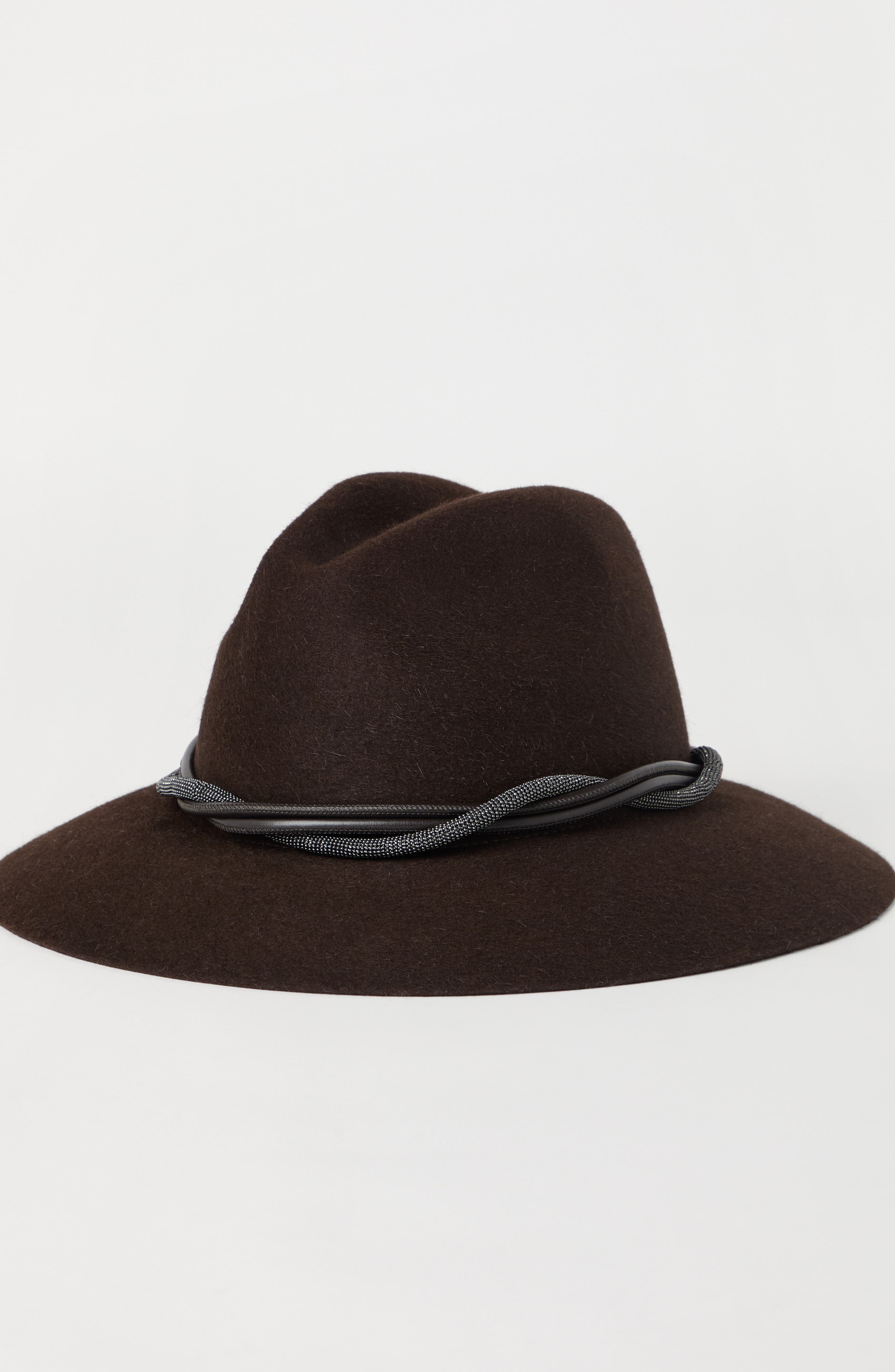 Brunello Cucinelli Felt fedora with monili in Rust Brown at Nordstrom - 2
