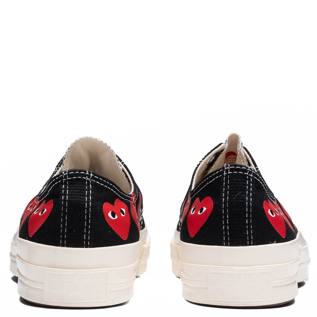 CONVERSE X COMME DES GARCONS PLAY ALL STAR CHUCK '70 OX MULTI HEART - BLACK/RED - 4