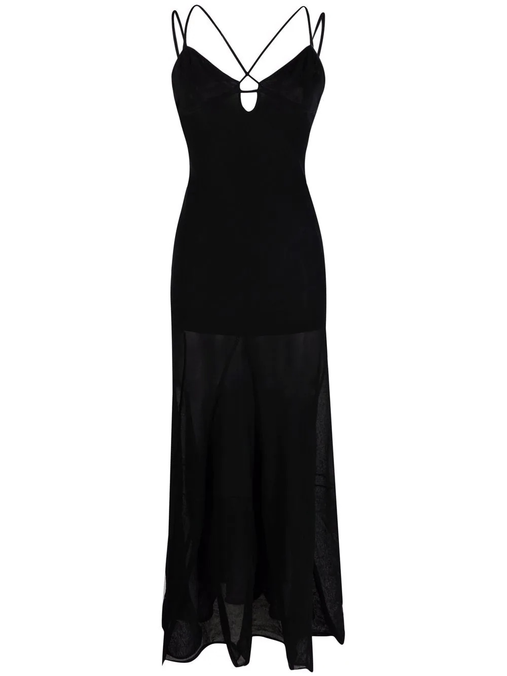 strappy semi-sheer evening dress - 1