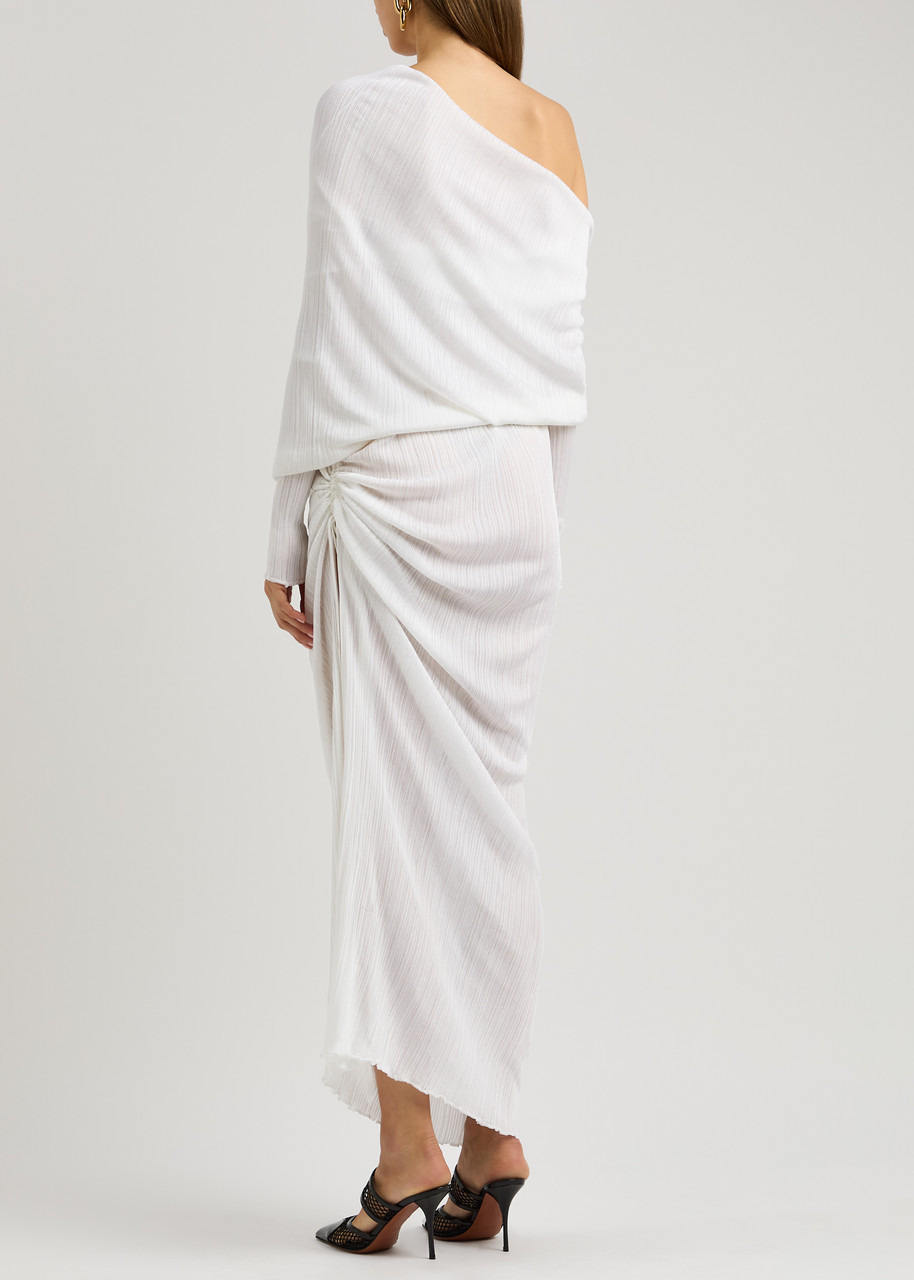 Off-the-shoulder plissé maxi dress - 3