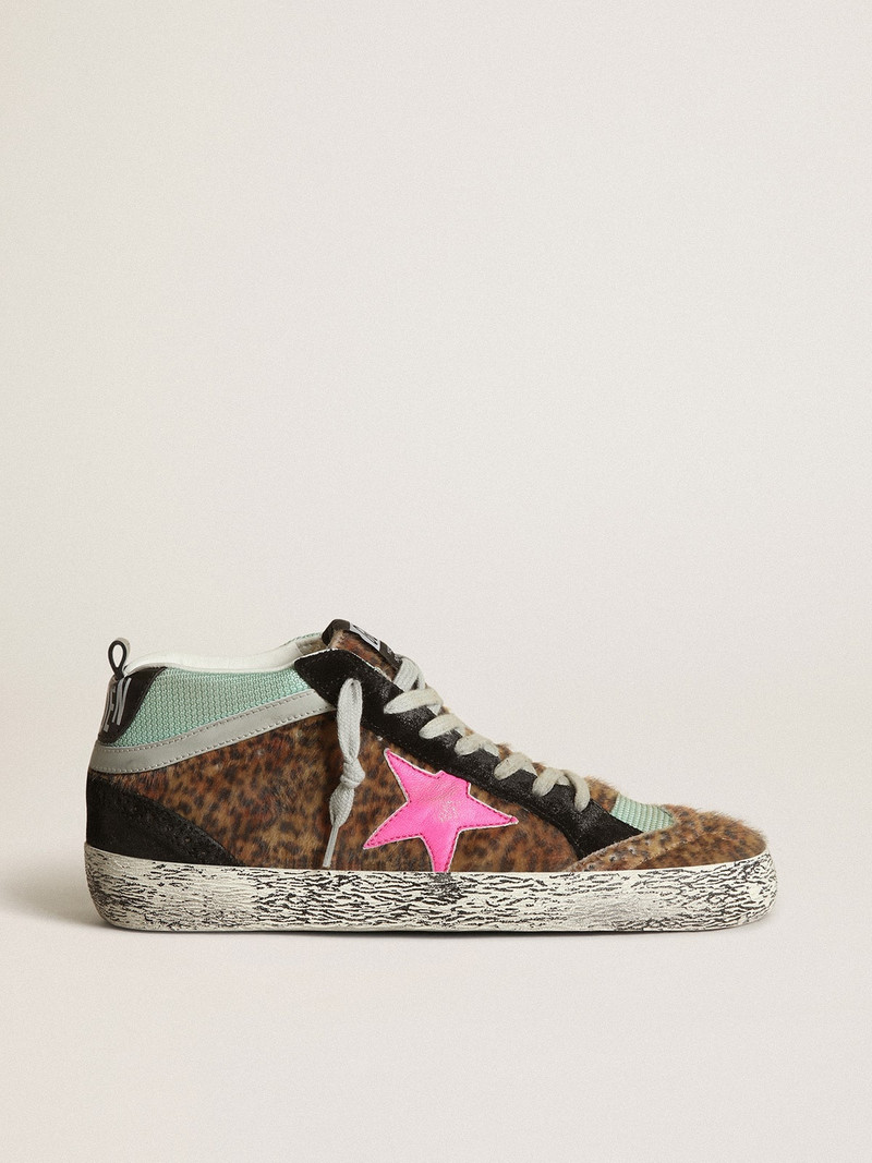 Mid Star in leopard-print pony skin with fuchsia leather star - 1
