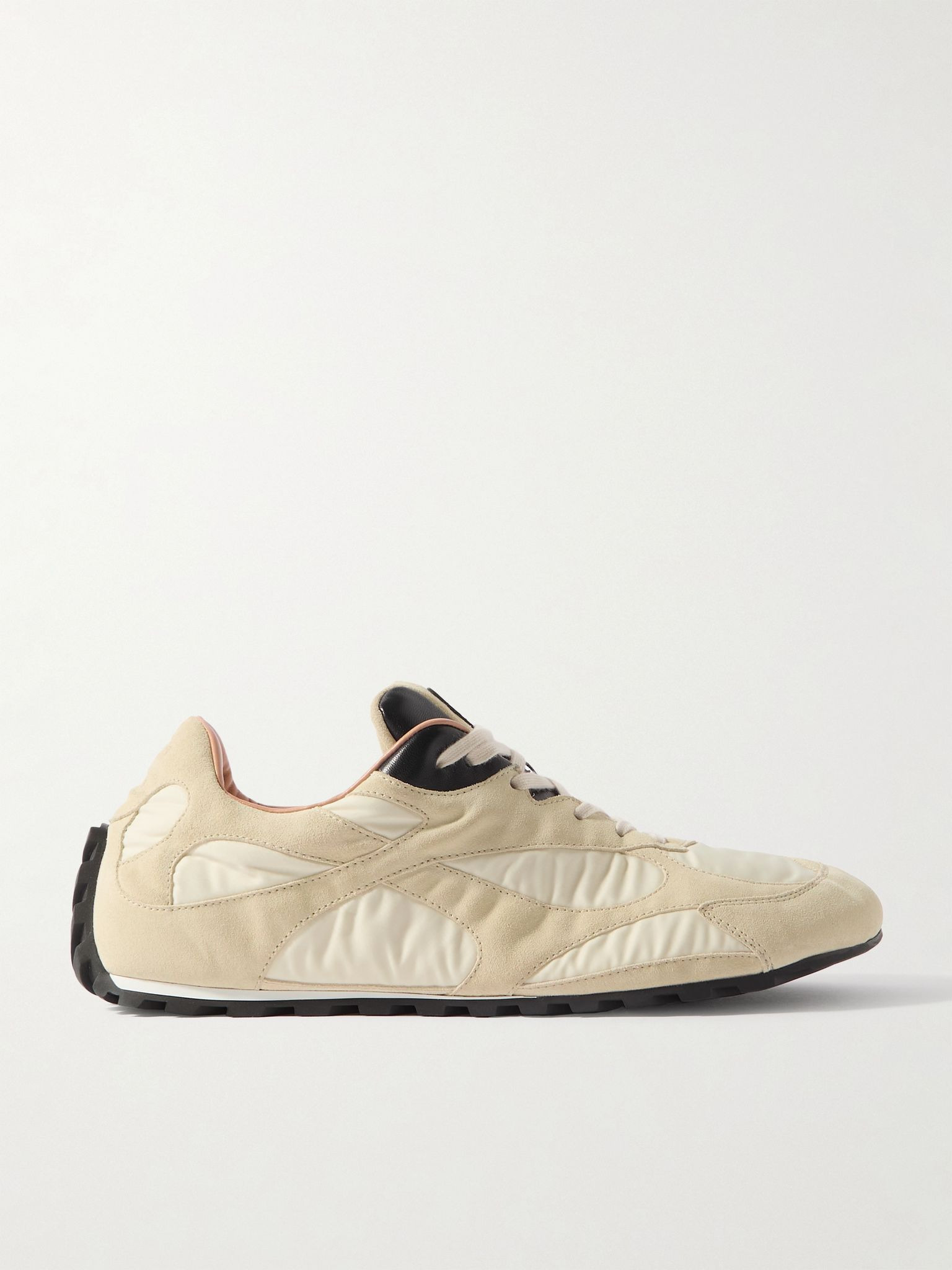 Orbit Leather and Shell-Trimmed Suede Sneakers Neutral - 1