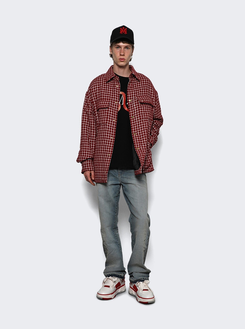 AMIRI Boucle Padded Overshirt Deep Red outlook
