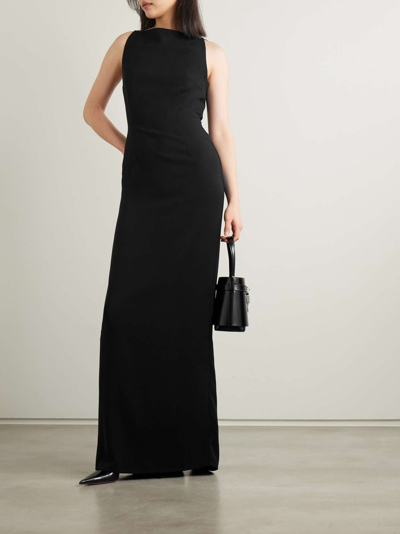 16ARLINGTON Hebe open-back crepe gown Black outlook