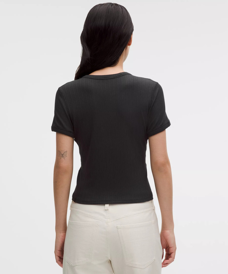 Hold Tight Micro-Rib Straight-Hem T-Shirt 3