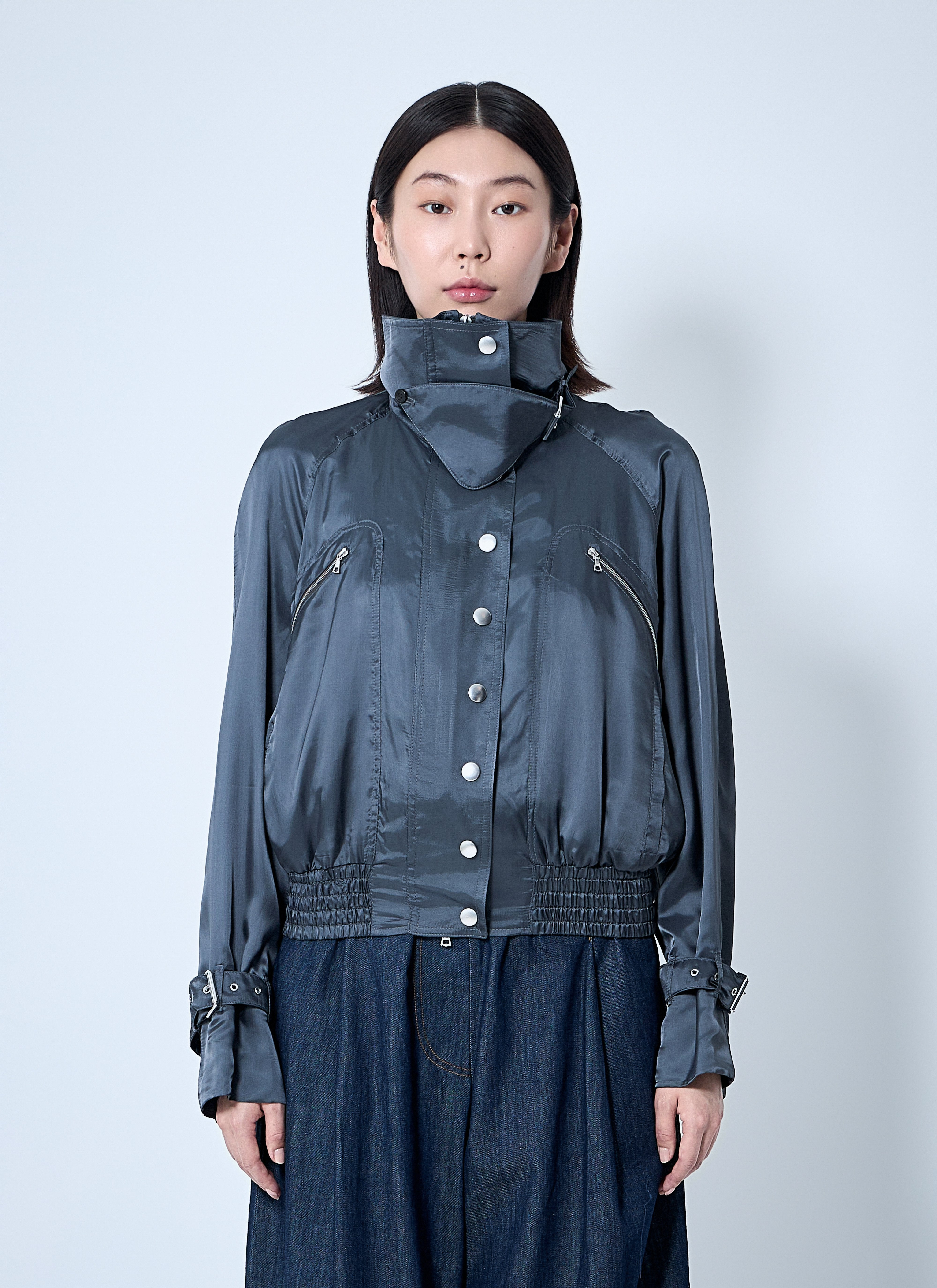 Dries Van Noten Women Satin Bomber Jacket - 1