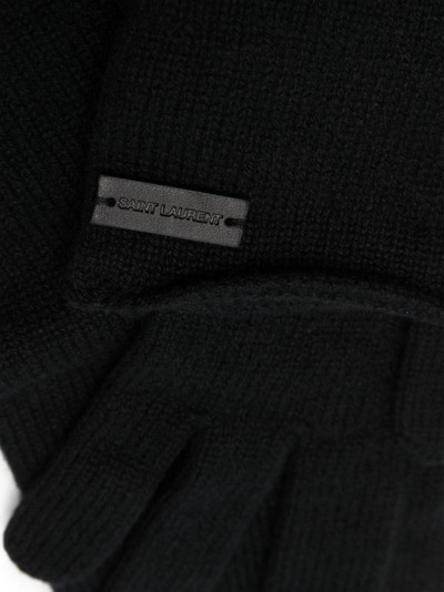 SAINT LAURENT logo-patch cashmere gloves outlook