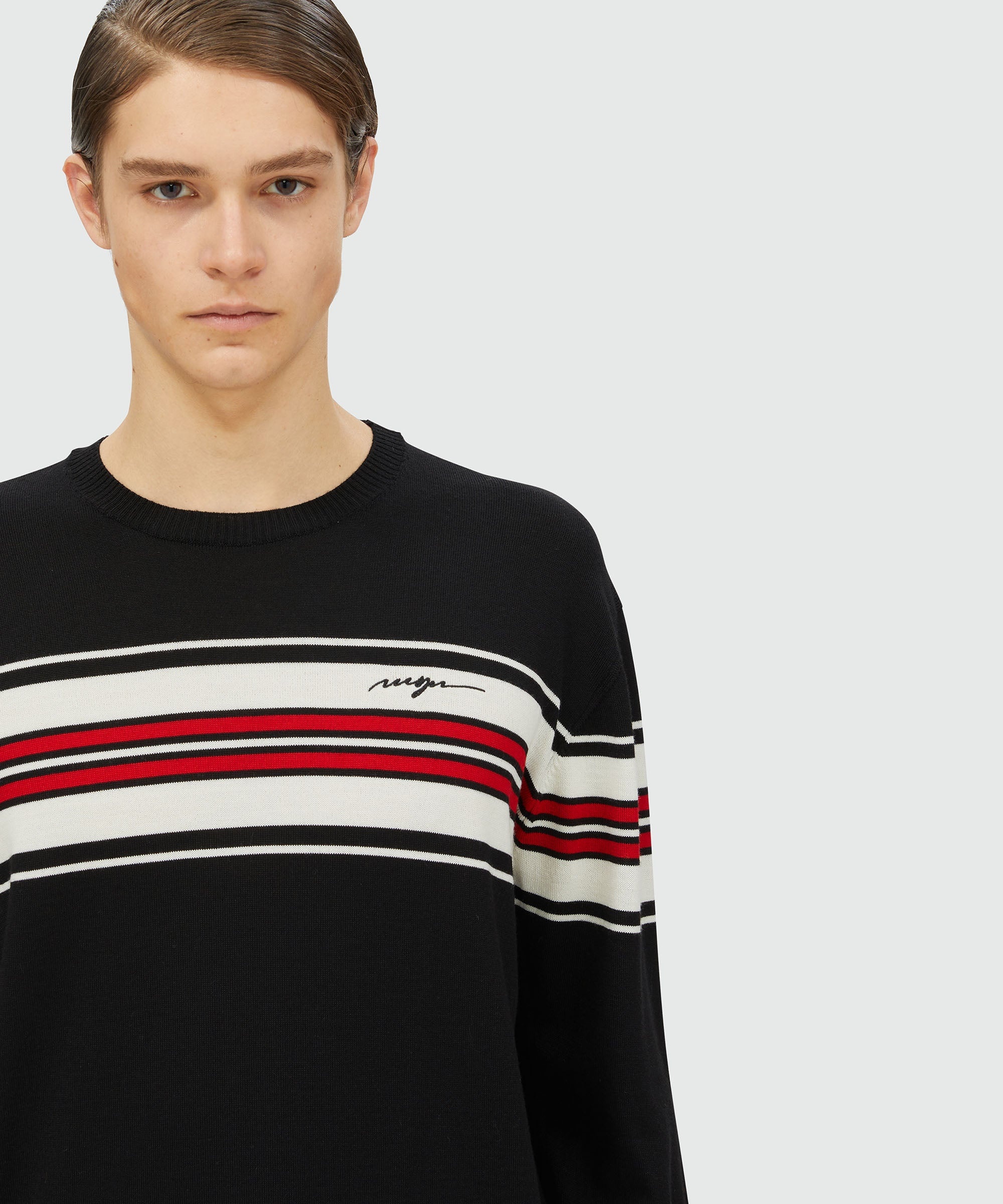 Blended wool sweater with jacquard stripes - 5