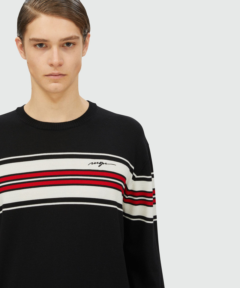 Blended wool sweater with jacquard stripes 5